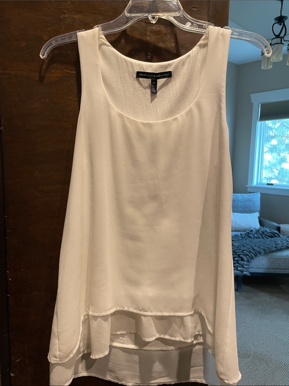 White Sleeveless Layered Chiffon Tank Top by White House Black Market